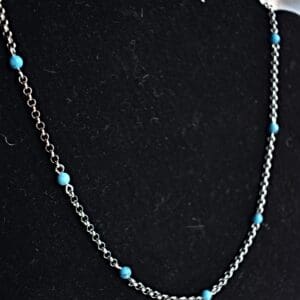 Silver and Turquoise Beaded Necklace