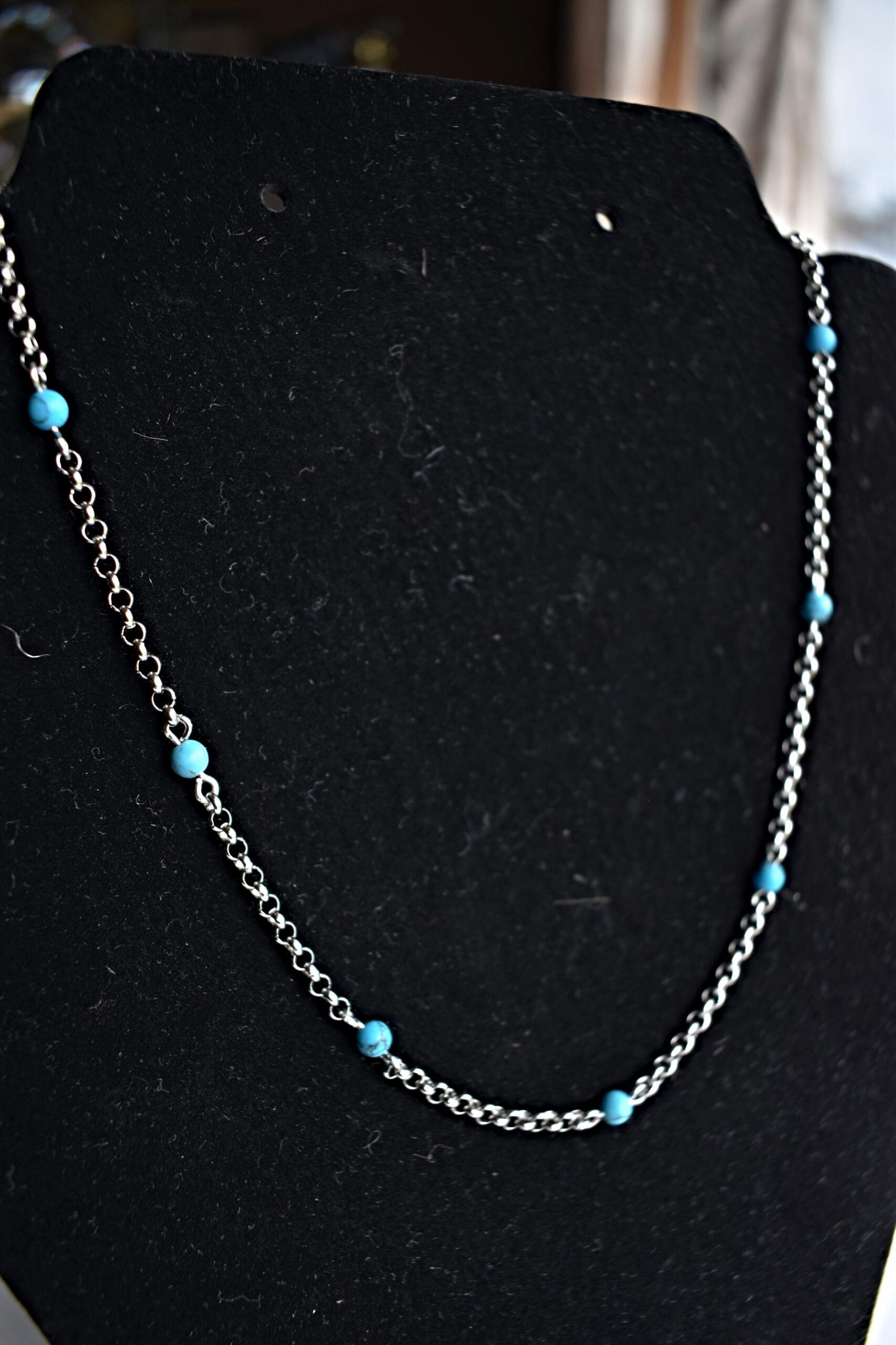 Silver and Turquoise Beaded Necklace