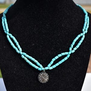 Turquoise and Silver Charm Necklace