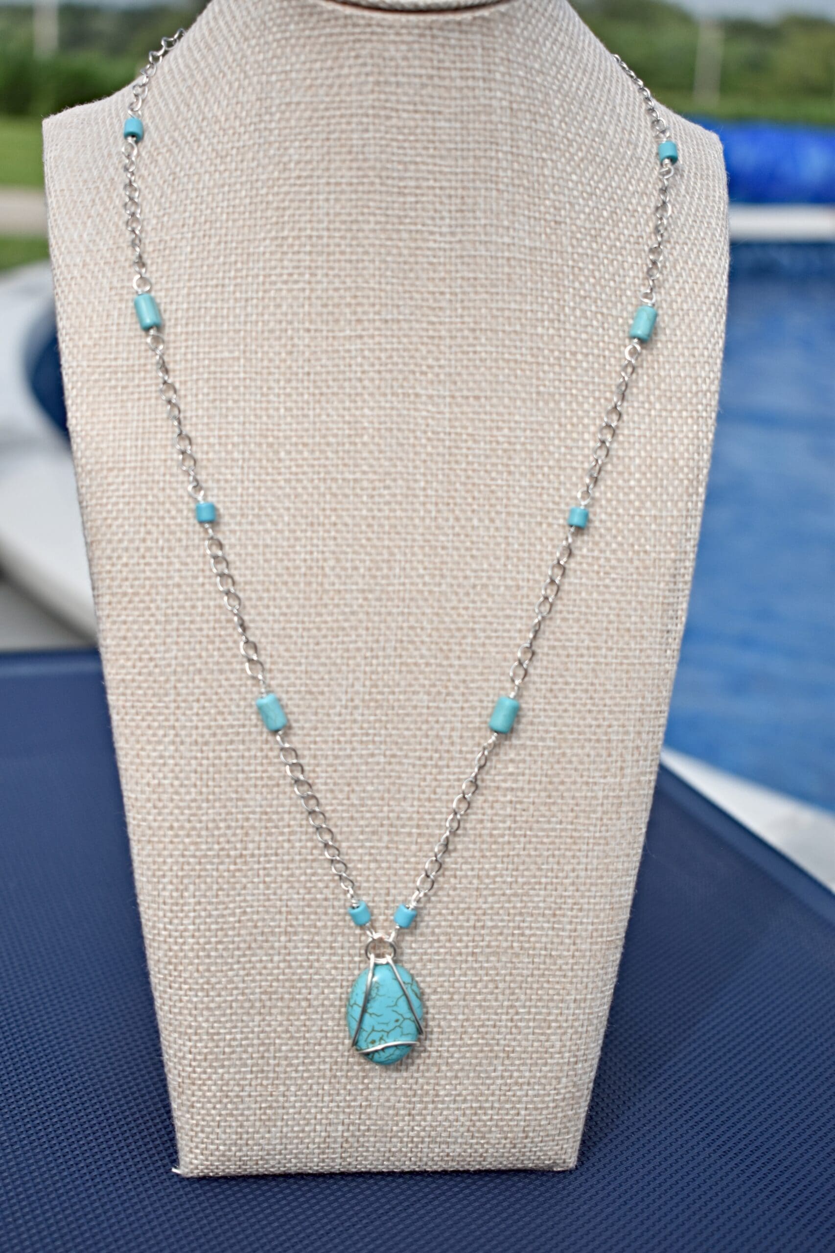 Silver & Turquoise Stone Necklace