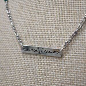 Turquoise Bead Longhorn Metal Stamp Necklace