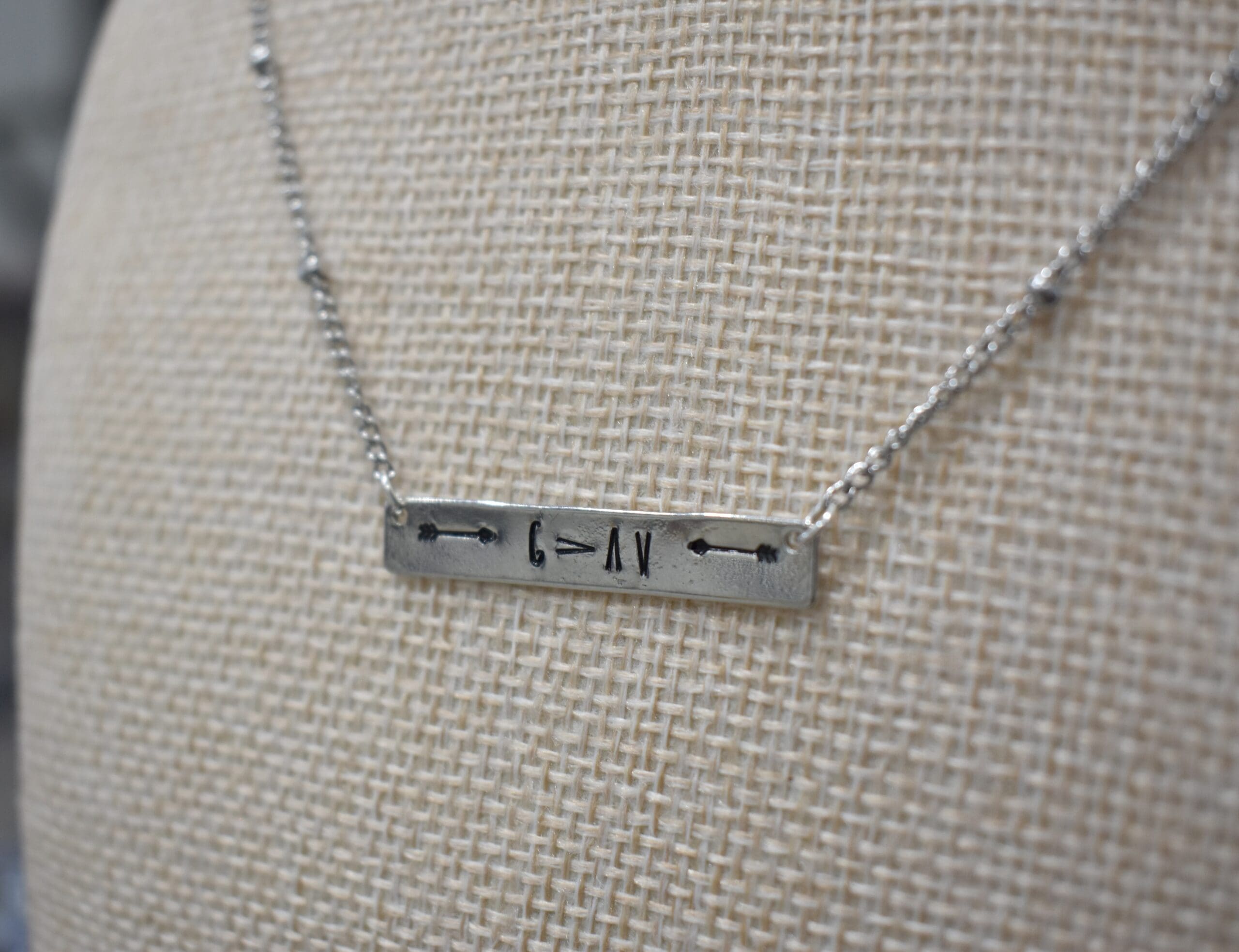 G > /\ \/ Metal Stamp Necklace