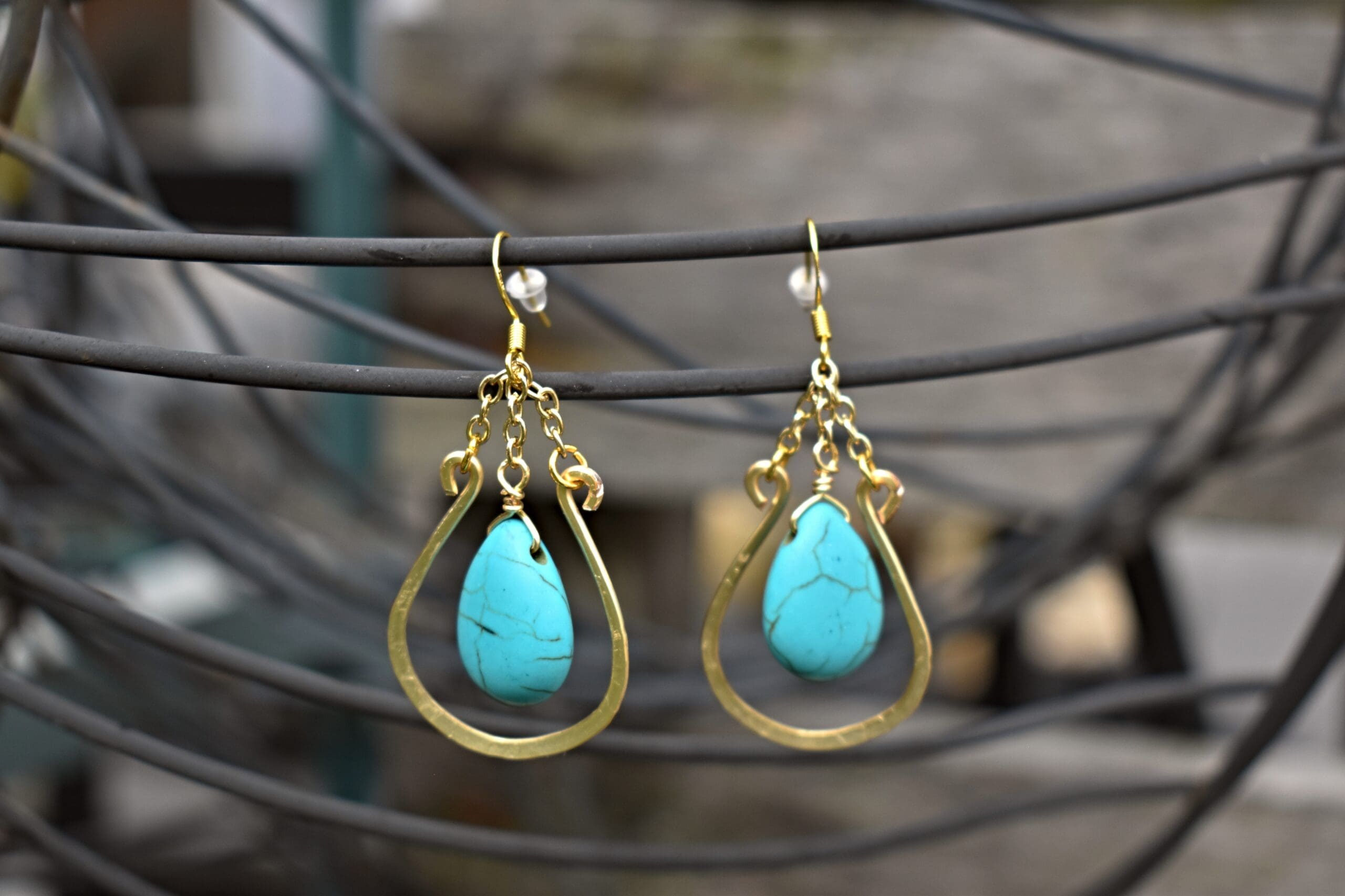 Gold & Turquoise Teardrop Earrings