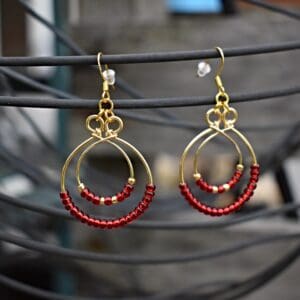 Red & Gold Double Hoop Earrings